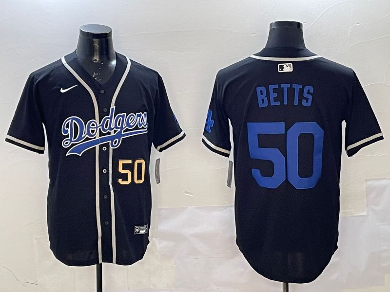 Men Los Angeles Dodgers #50 Betts Black Fashion Game 2025 Nike MLB Jersey style 5